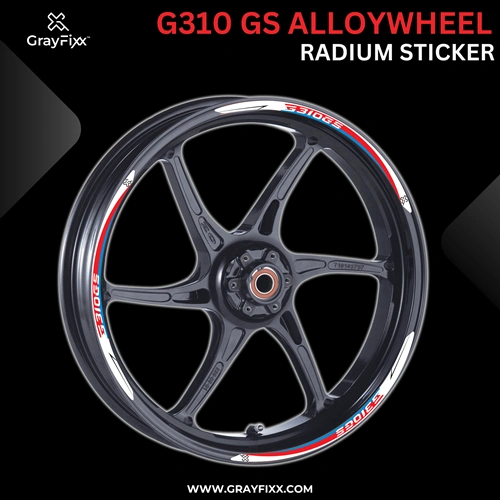 Alloy wheel Radium Sticker for G310 GS | Made in Premium Radium with FPF (Fade Protection Film), Waterproof, Precut Sticker, Pack Of 12